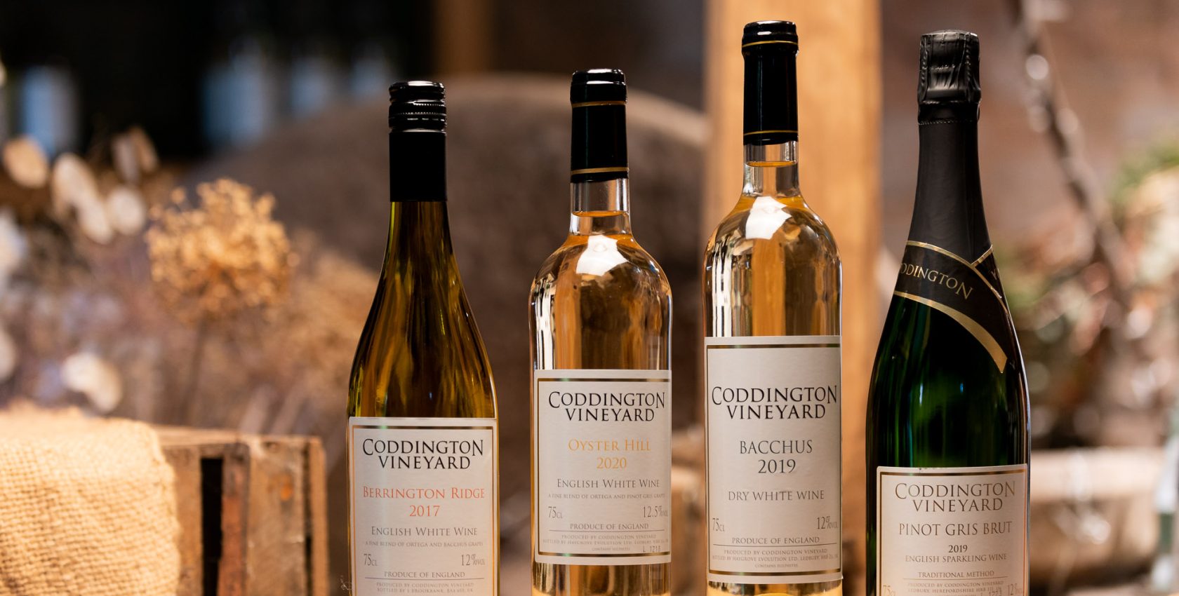 English white wine in bottles